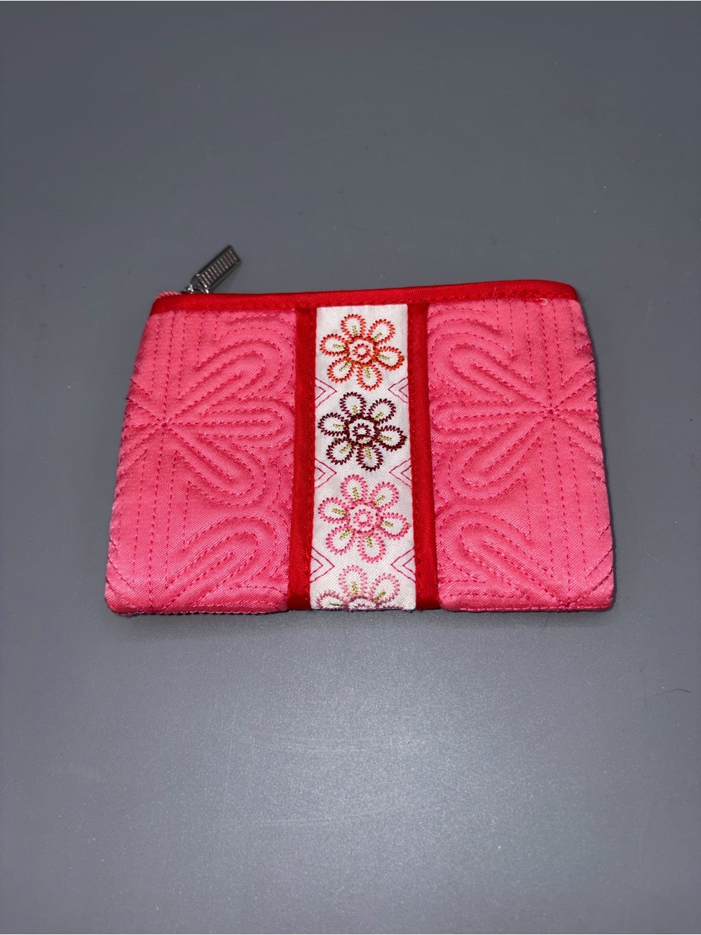 Pink Floral Quilted Zip Change Pouch